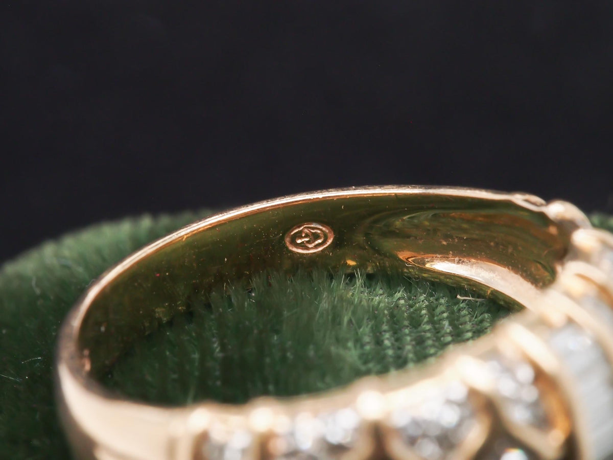 14k Yellow Gold Round and Baguette Diamond Wedding Band - VHK#231
