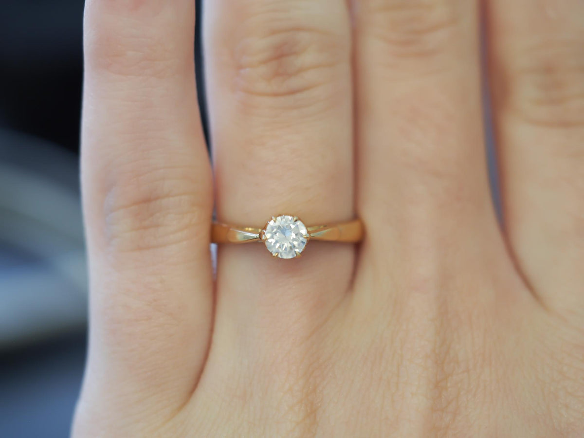1960s 14k Yellow Gold .45 Carat Diamond Engagement Ring - VHK#222