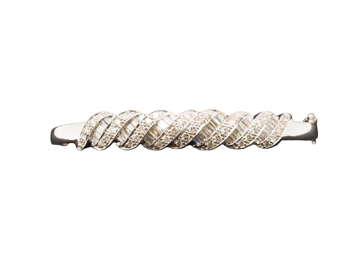 14k White Gold 3.50 Carat Diamond Bangle Bracelet - VHK#277
