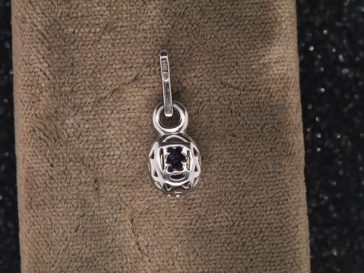 14k White Gold Tanzanite and Diamond Halo Pendant - VHK#276