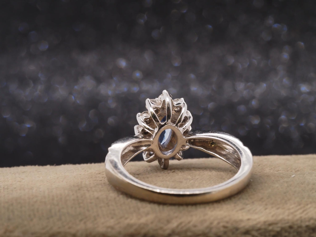 14K White Gold Marquise Tanzanite and Diamond Engagement Ring - VHK#275