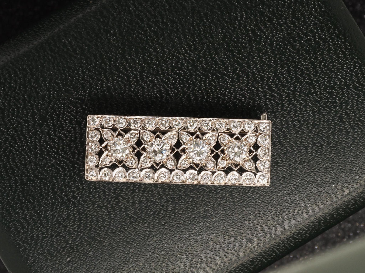 1940s 14K White Gold Diamond Pendant and Brooch - VHK#274