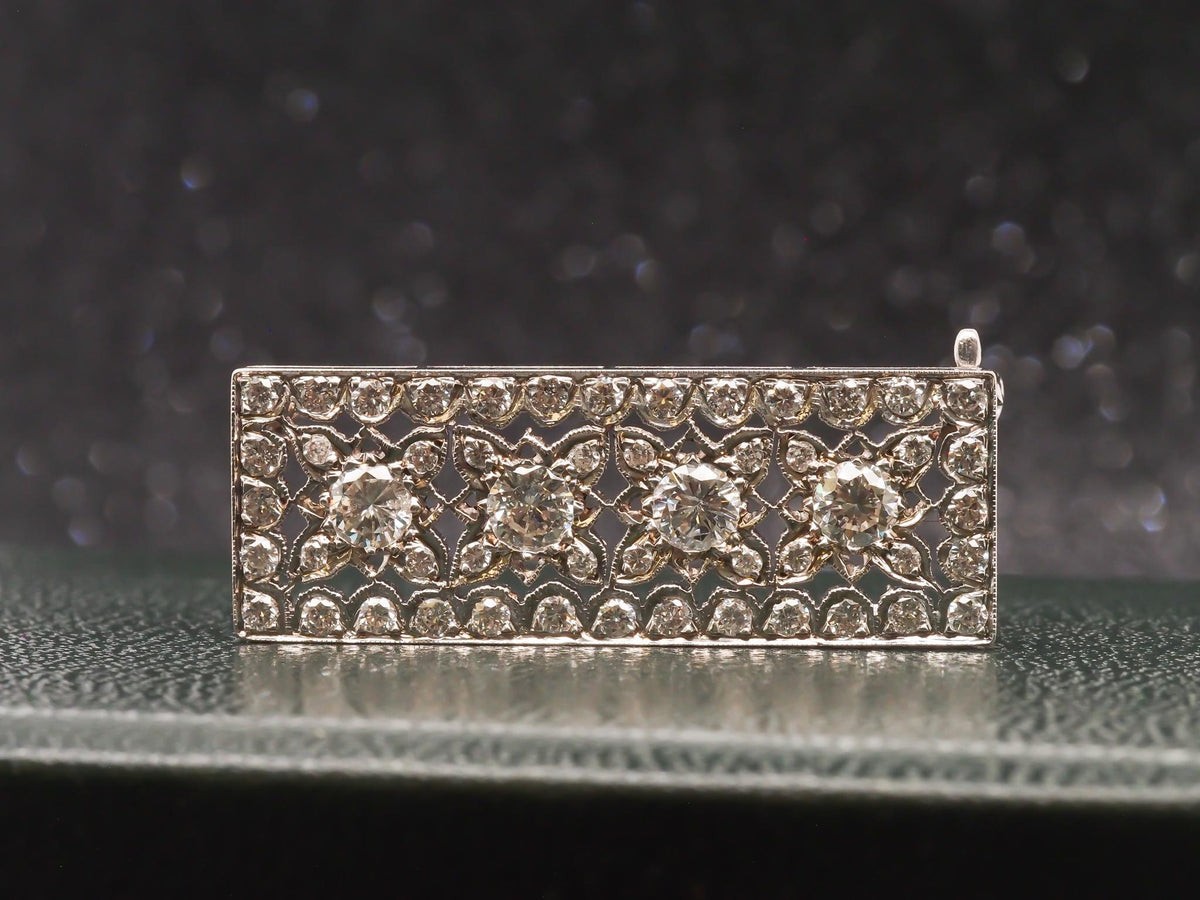 1940s 14K White Gold Diamond Pendant and Brooch - VHK#274