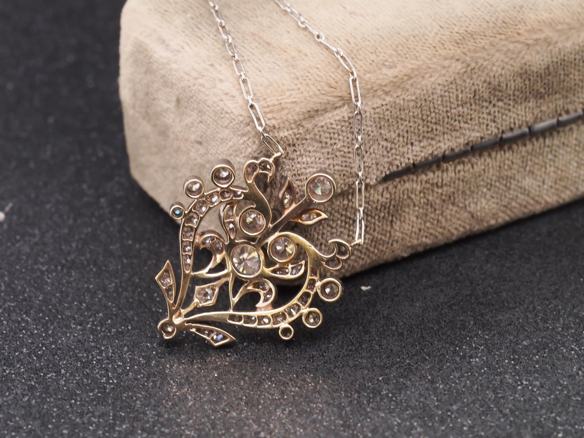 1920s Platinum Royal Art Deco Drop Diamond Necklace - VHK#271