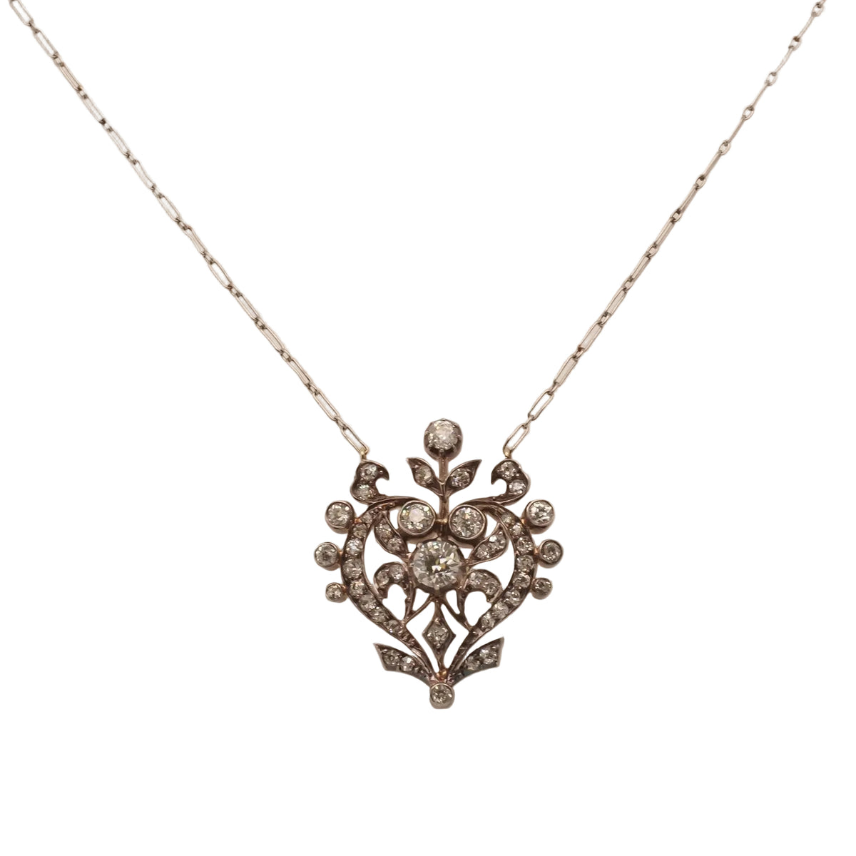 1920s Platinum Royal Art Deco Drop Diamond Necklace - VHK#271