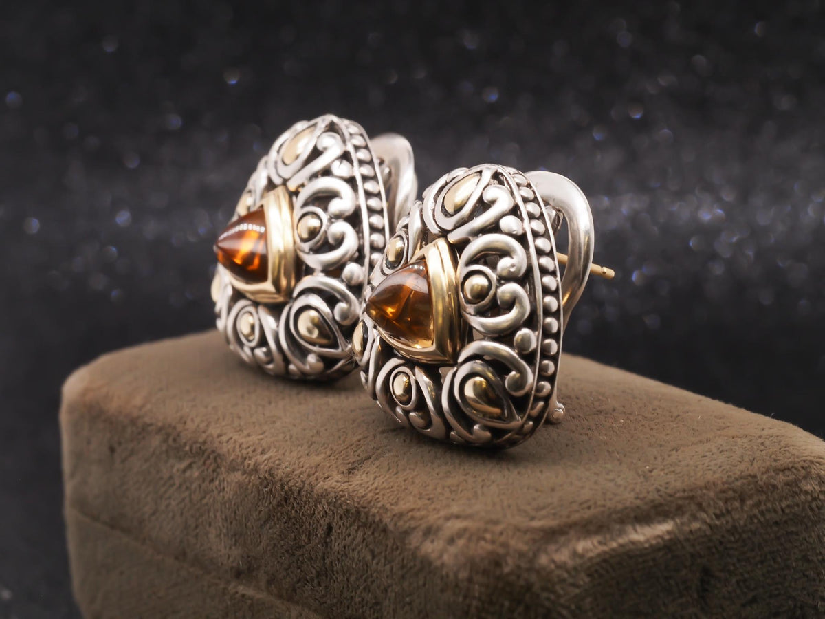 John Hardy 18K Sterling Silver Citrine Clip Earrings - VHK#264
