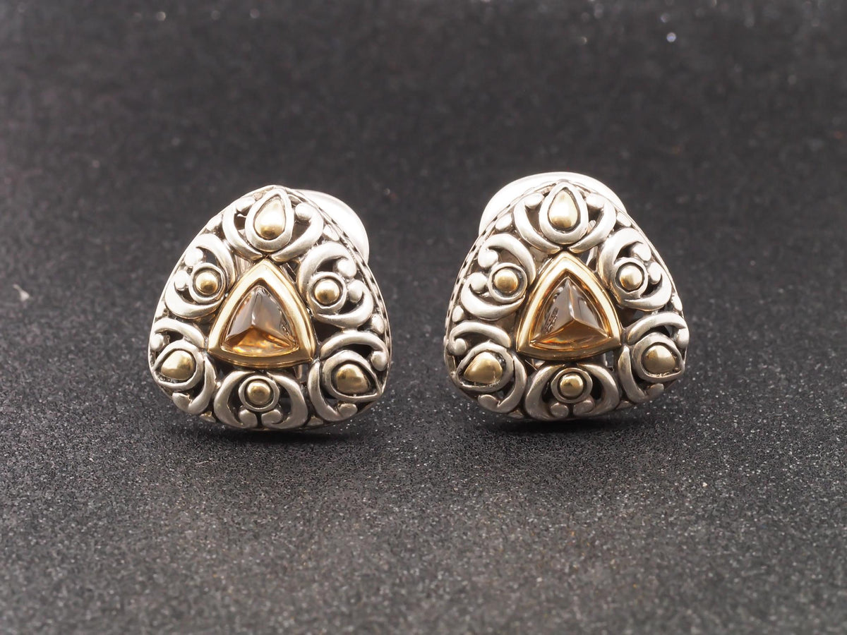 John Hardy 18K Sterling Silver Citrine Clip Earrings - VHK#264
