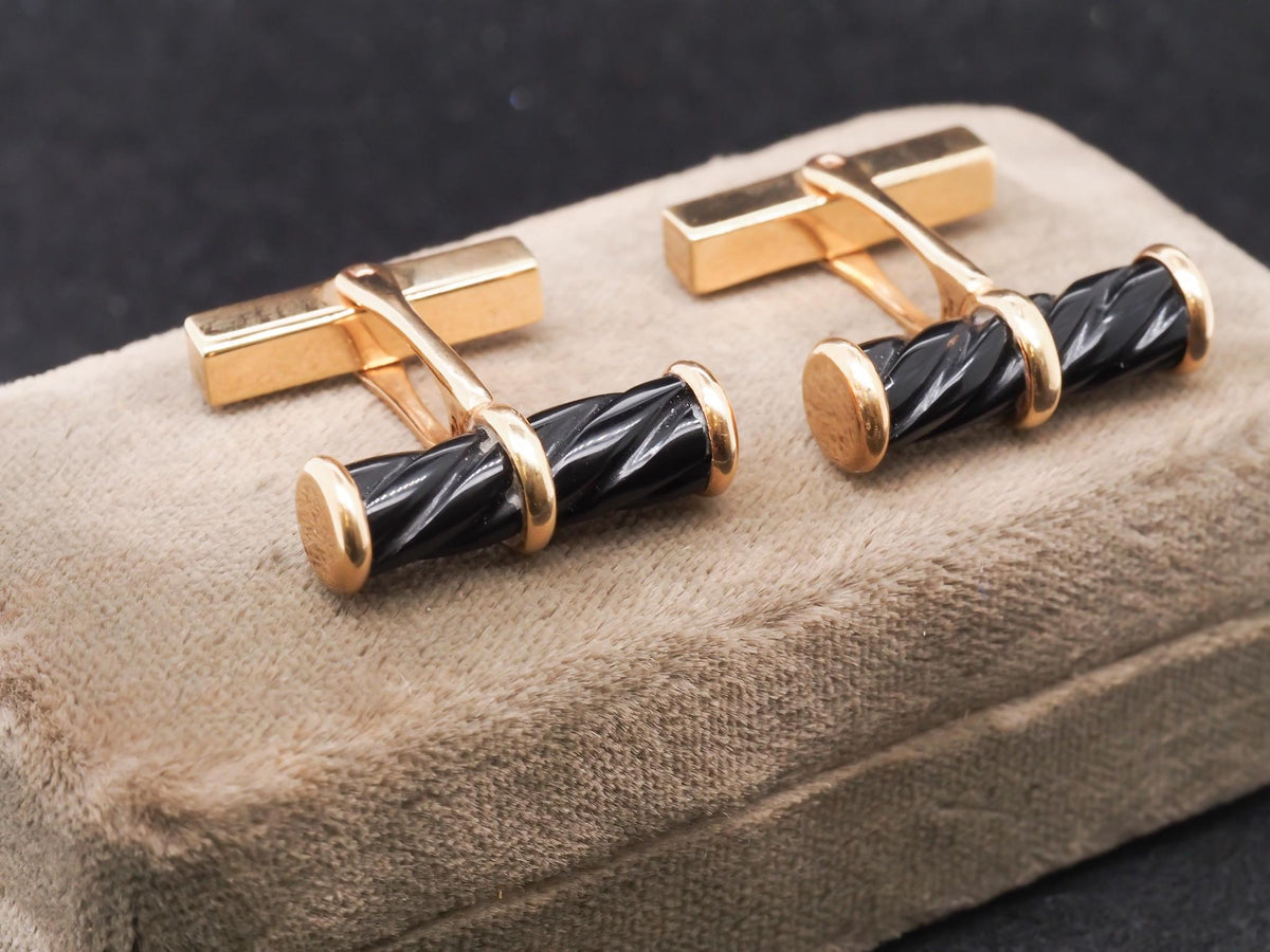 1960s Tiffany & Co Cufflinks with Black Enamel - VHK#260