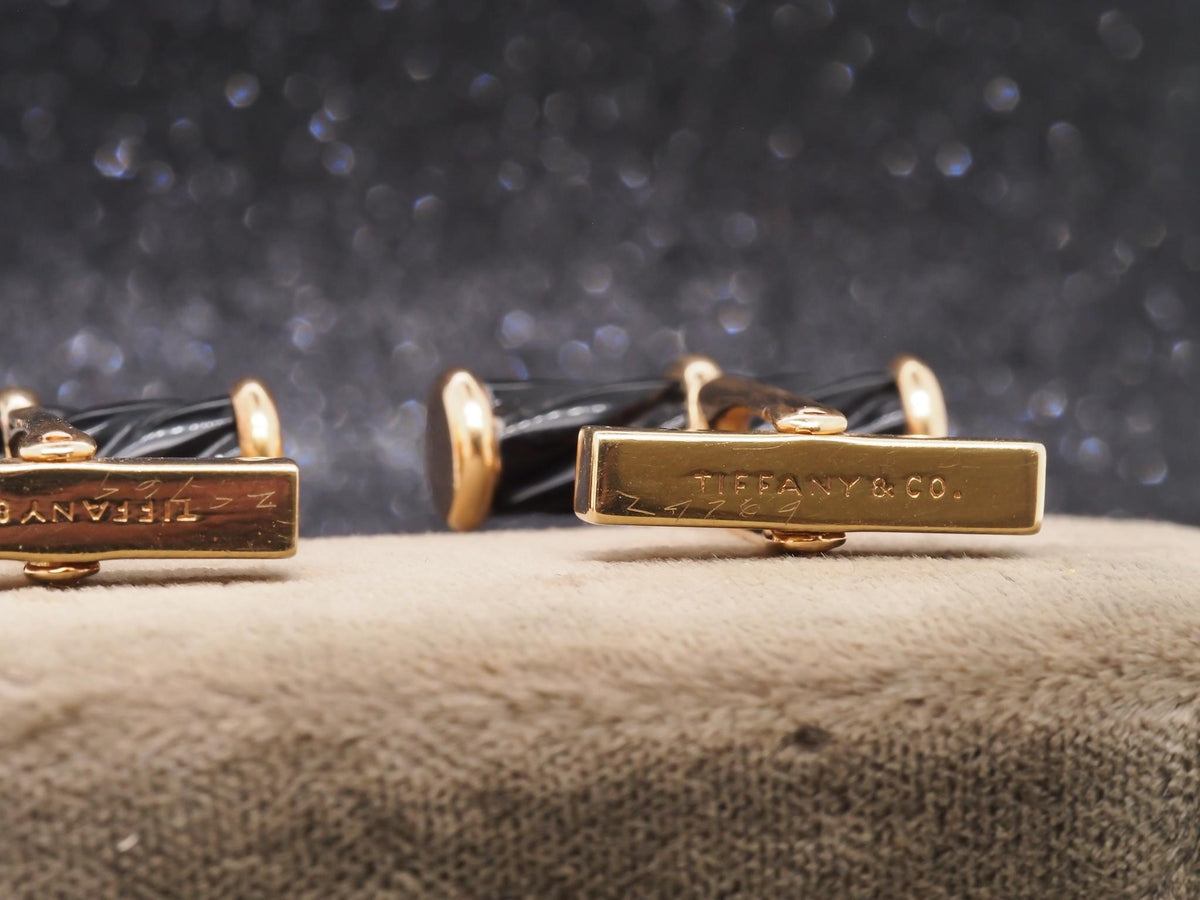 1960s Tiffany & Co Cufflinks with Black Enamel - VHK#260