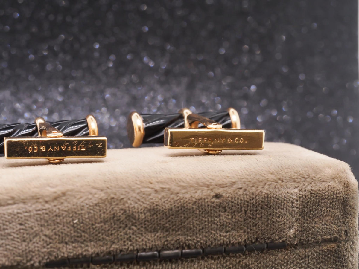 1960s Tiffany & Co Cufflinks with Black Enamel - VHK#260