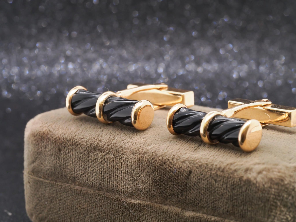 1960s Tiffany & Co Cufflinks with Black Enamel - VHK#260