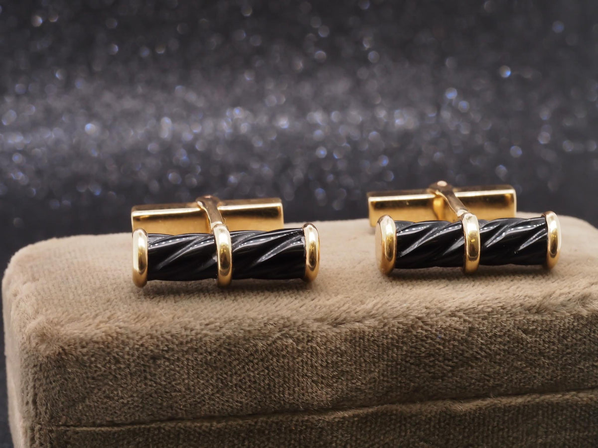 1960s Tiffany & Co Cufflinks with Black Enamel - VHK#260