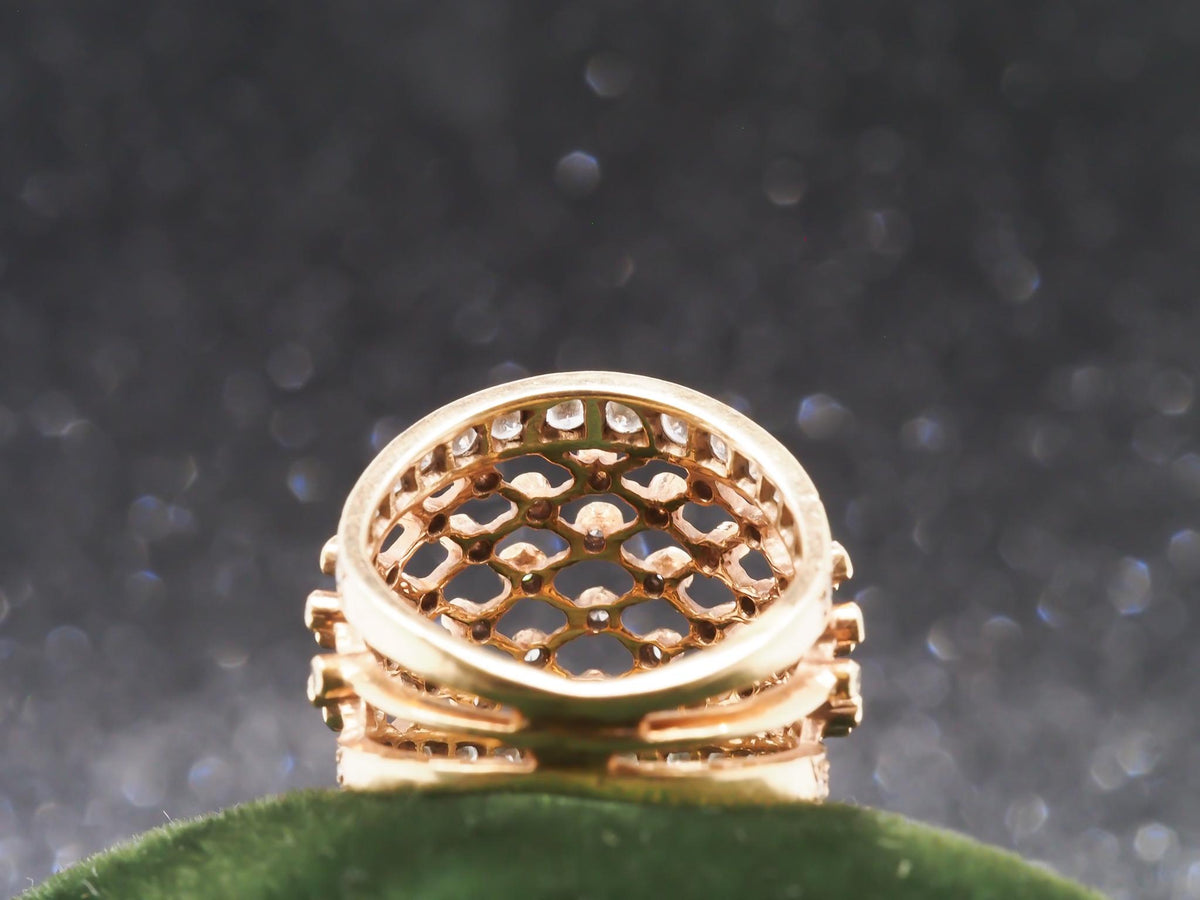 14k Yellow Gold Diamond Mesh Style Ring Band - VHK#259