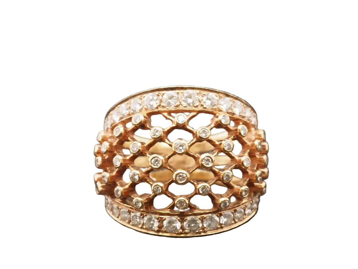 14k Yellow Gold Diamond Mesh Style Ring Band - VHK#259