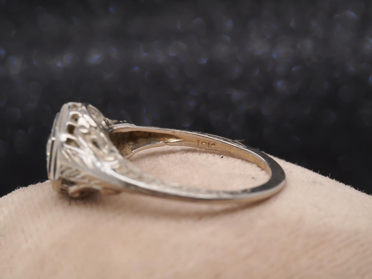 1940s 18k White Gold Old European Cut Diamond Engagement Ring - VHK#258