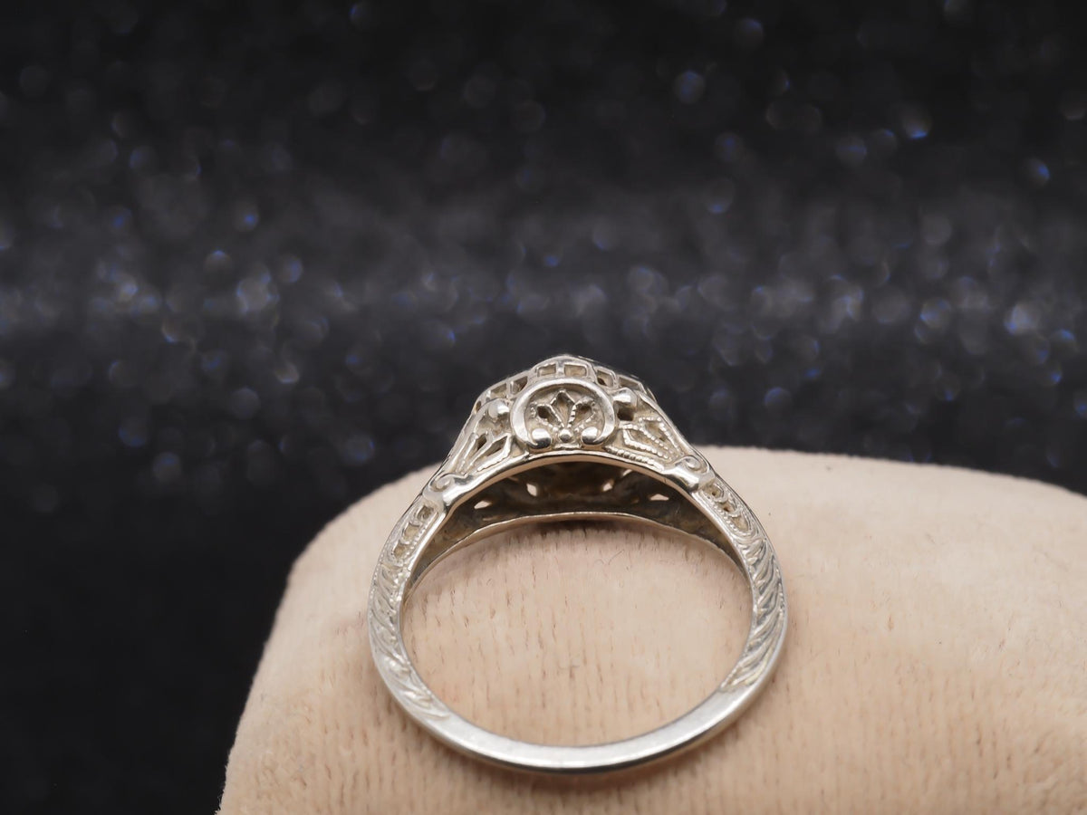 1940s 18k White Gold Old European Cut Diamond Engagement Ring - VHK#258