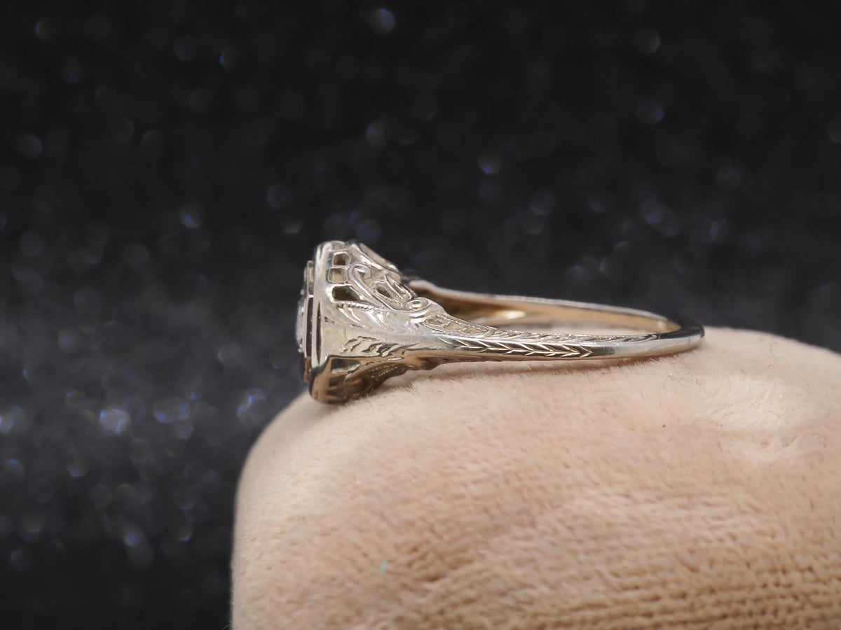 1940s 18k White Gold Old European Cut Diamond Engagement Ring - VHK#258
