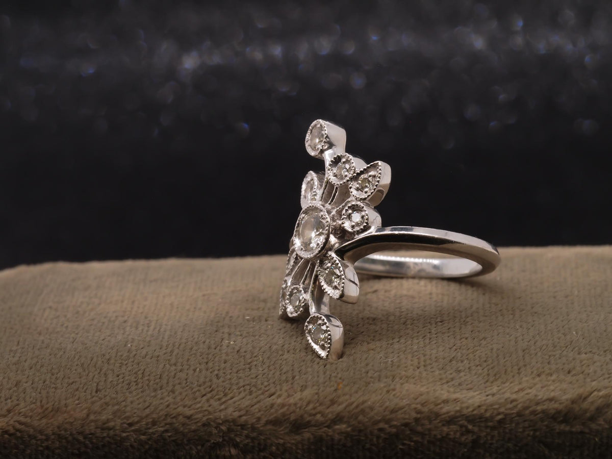 14k White Gold Diamond Cocktail Ring - VHK#252