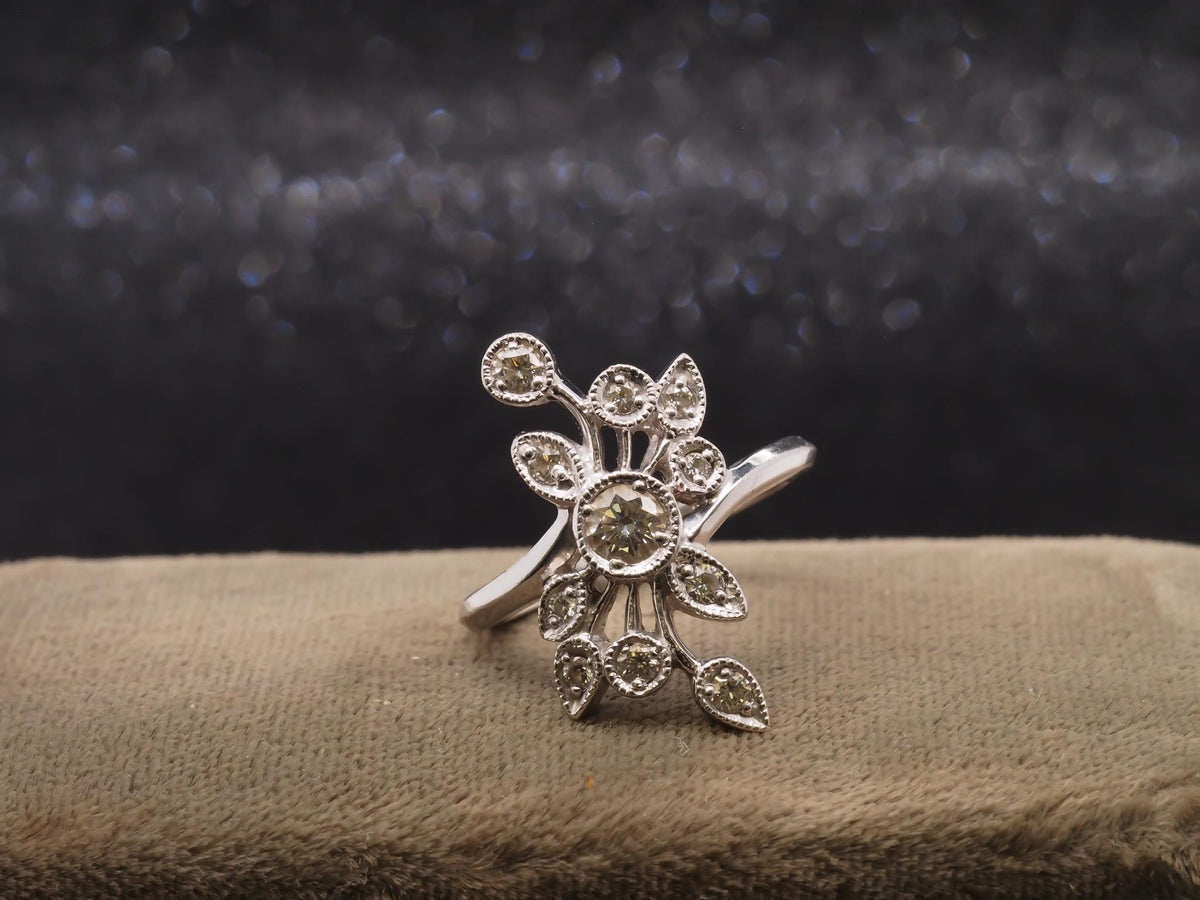 14k White Gold Diamond Cocktail Ring - VHK#252