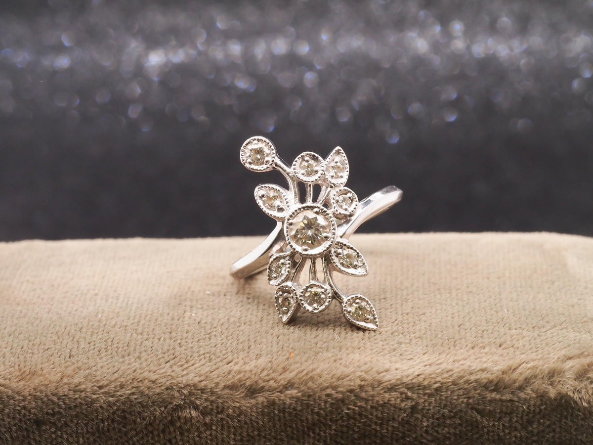14k White Gold Diamond Cocktail Ring - VHK#252