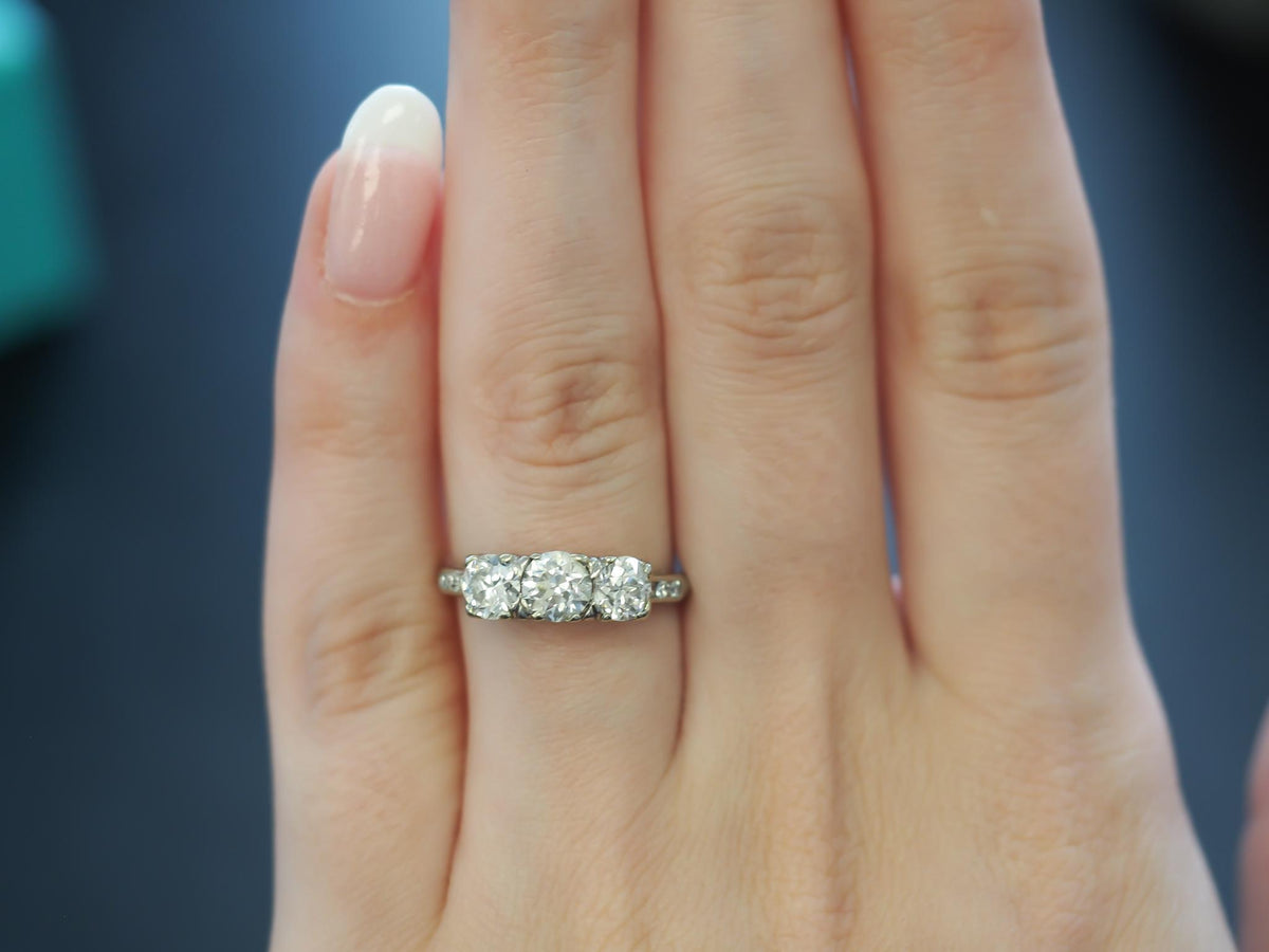 1930s Art Deco 1.50cttw 3 Stone Old European Diamond Ring - VHK#248a
