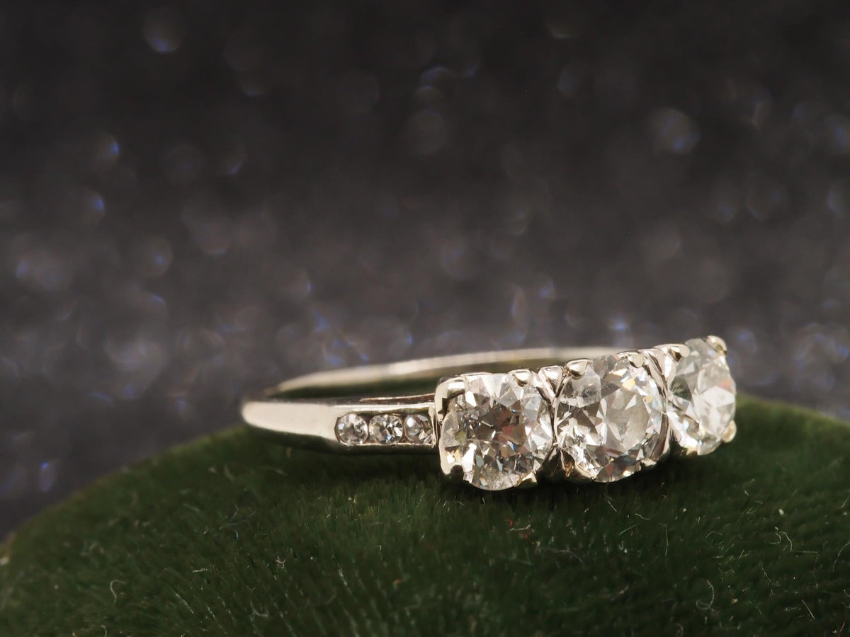 1930s Art Deco 1.50cttw 3 Stone Old European Diamond Ring - VHK#248a