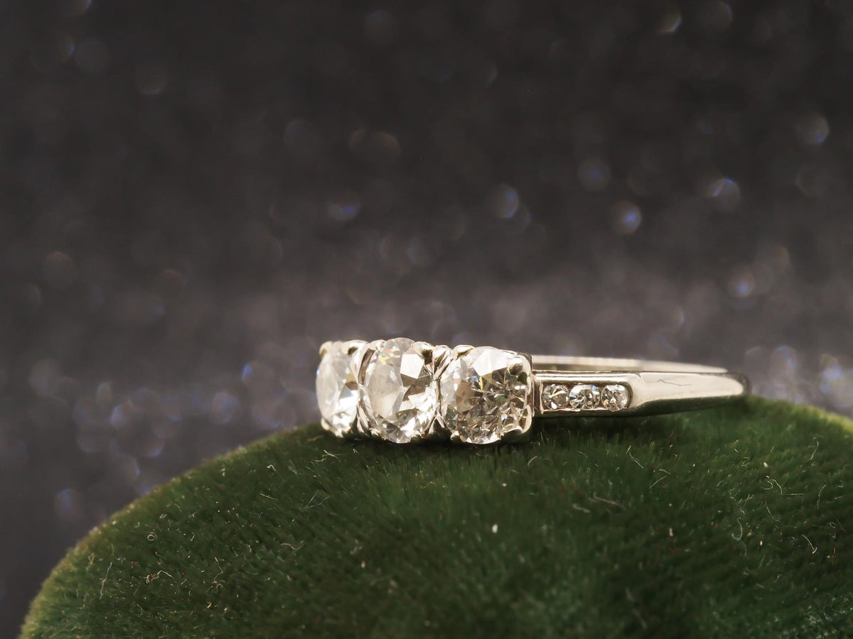 1930s Art Deco 1.50cttw 3 Stone Old European Diamond Ring - VHK#248a