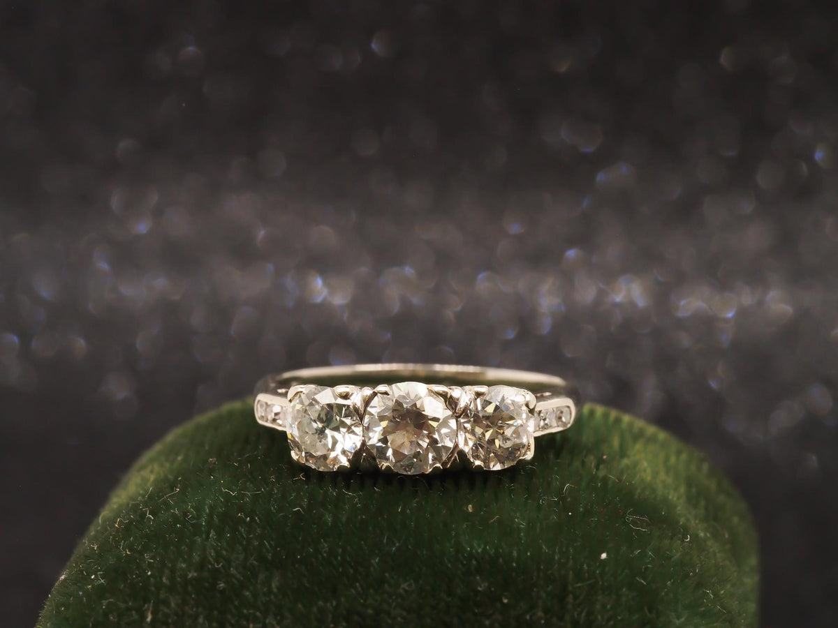 1930s Art Deco 1.50cttw 3 Stone Old European Diamond Ring - VHK#248a