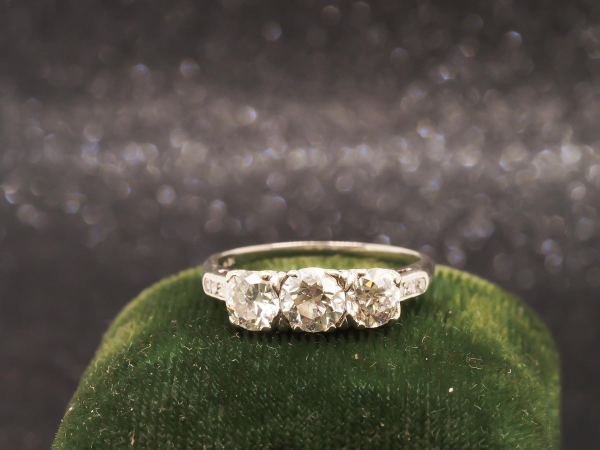 1930s Art Deco 1.50cttw 3 Stone Old European Diamond Ring - VHK#248a