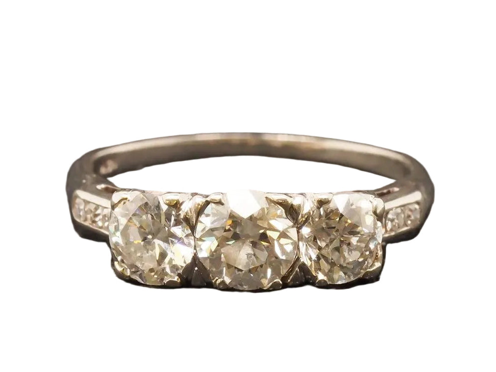 1930s Art Deco 1.50cttw 3 Stone Old European Diamond Ring - VHK#248a