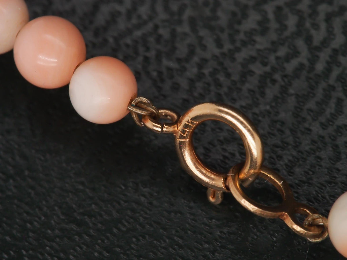 14K Yellow Gold Coral Bead Necklace with 14K Beads and Pearls - VHK#218