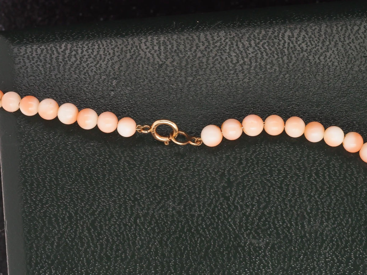 14K Yellow Gold Coral Bead Necklace with 14K Beads and Pearls - VHK#218