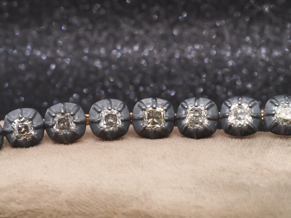 VERMA 10.00ct Old Mine Diamond Bracelet in 18K Yellow Gold & Blackened Silver -