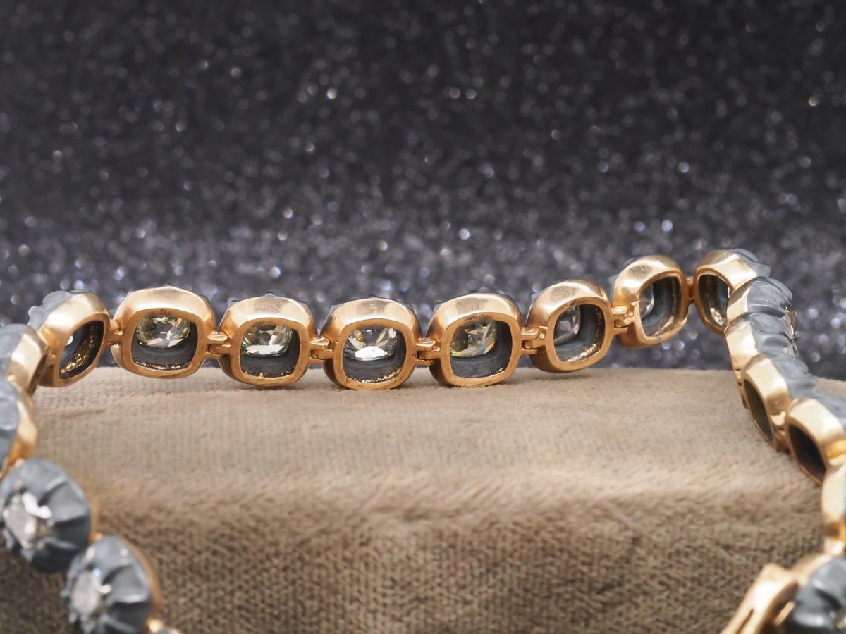 VERMA 10.00ct Old Mine Diamond Bracelet in 18K Yellow Gold & Blackened Silver -