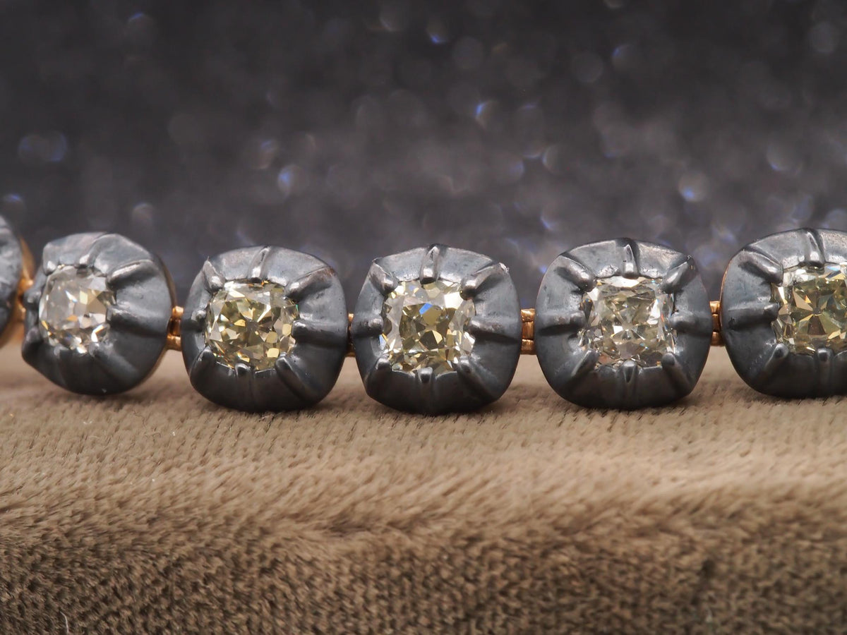VERMA 10.00ct Old Mine Diamond Bracelet in 18K Yellow Gold & Blackened Silver -