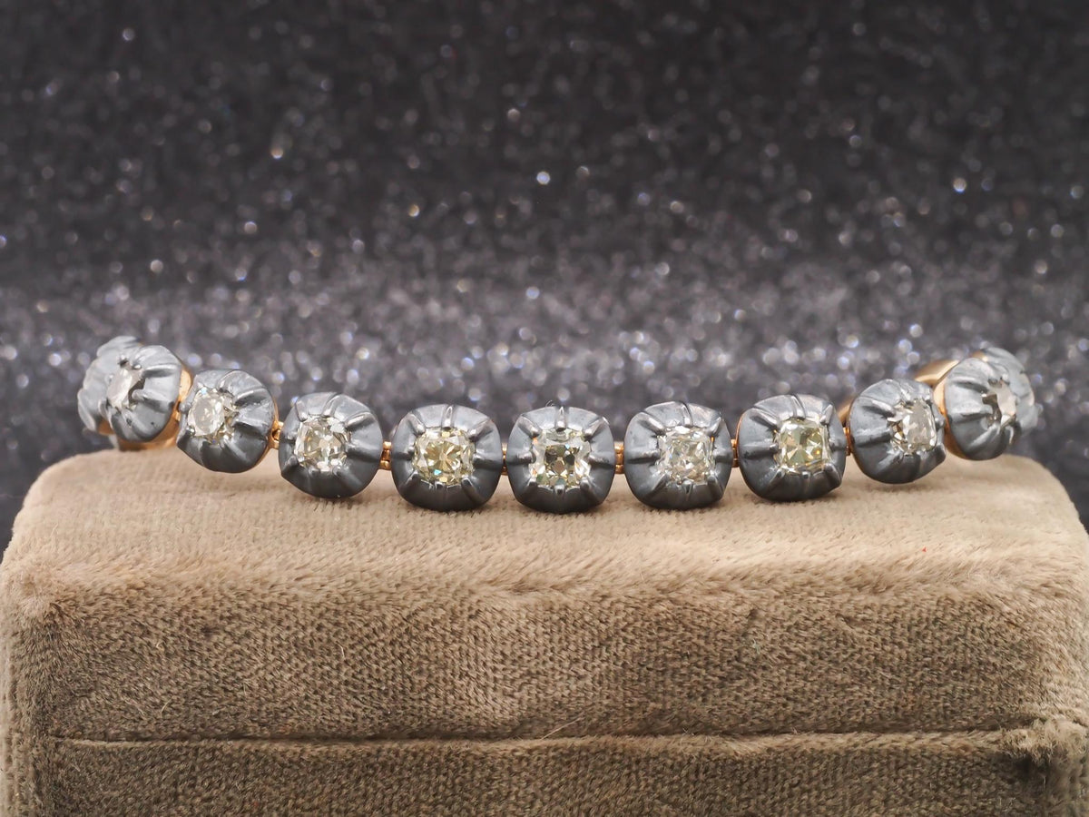 VERMA 10.00ct Old Mine Diamond Bracelet in 18K Yellow Gold & Blackened Silver -