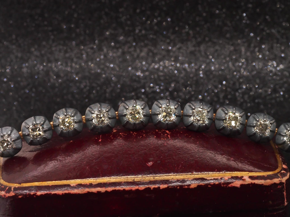 VERMA 10.00ct Old Mine Diamond Bracelet in 18K Yellow Gold & Blackened Silver -