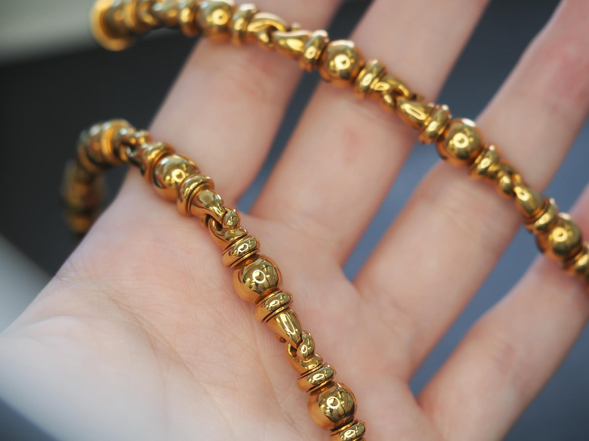 Estate Vintage Bulgari 18K Yellow Gold Alternating Link Necklace - VHK#814a