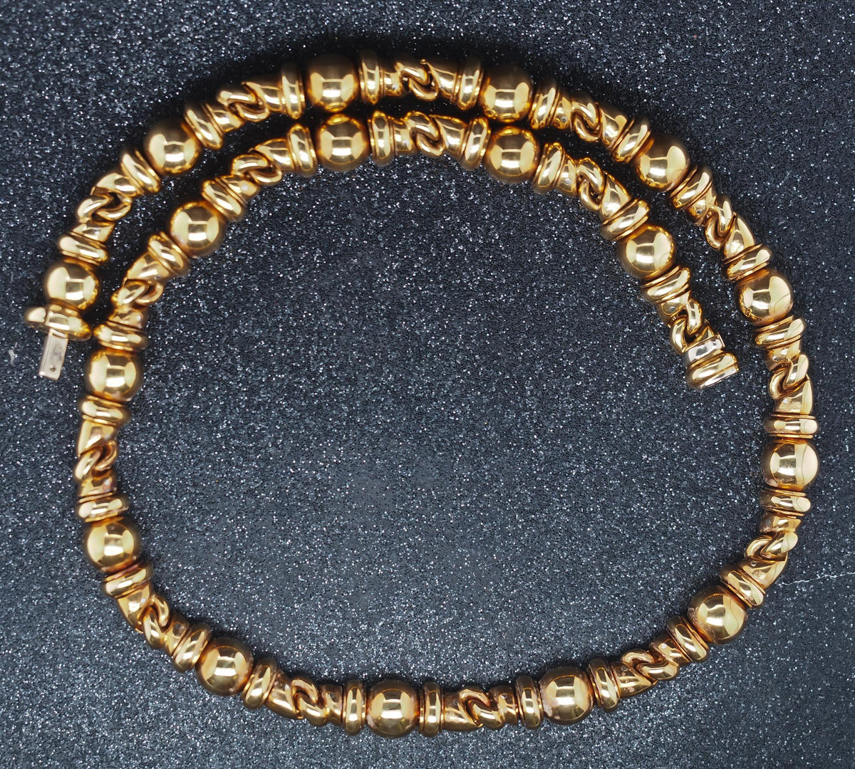 Estate Vintage Bulgari 18K Yellow Gold Alternating Link Necklace - VHK#814a