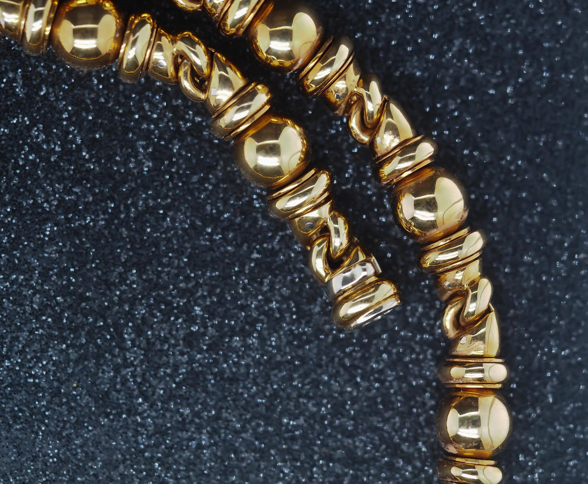 Estate Vintage Bulgari 18K Yellow Gold Alternating Link Necklace - VHK#814a