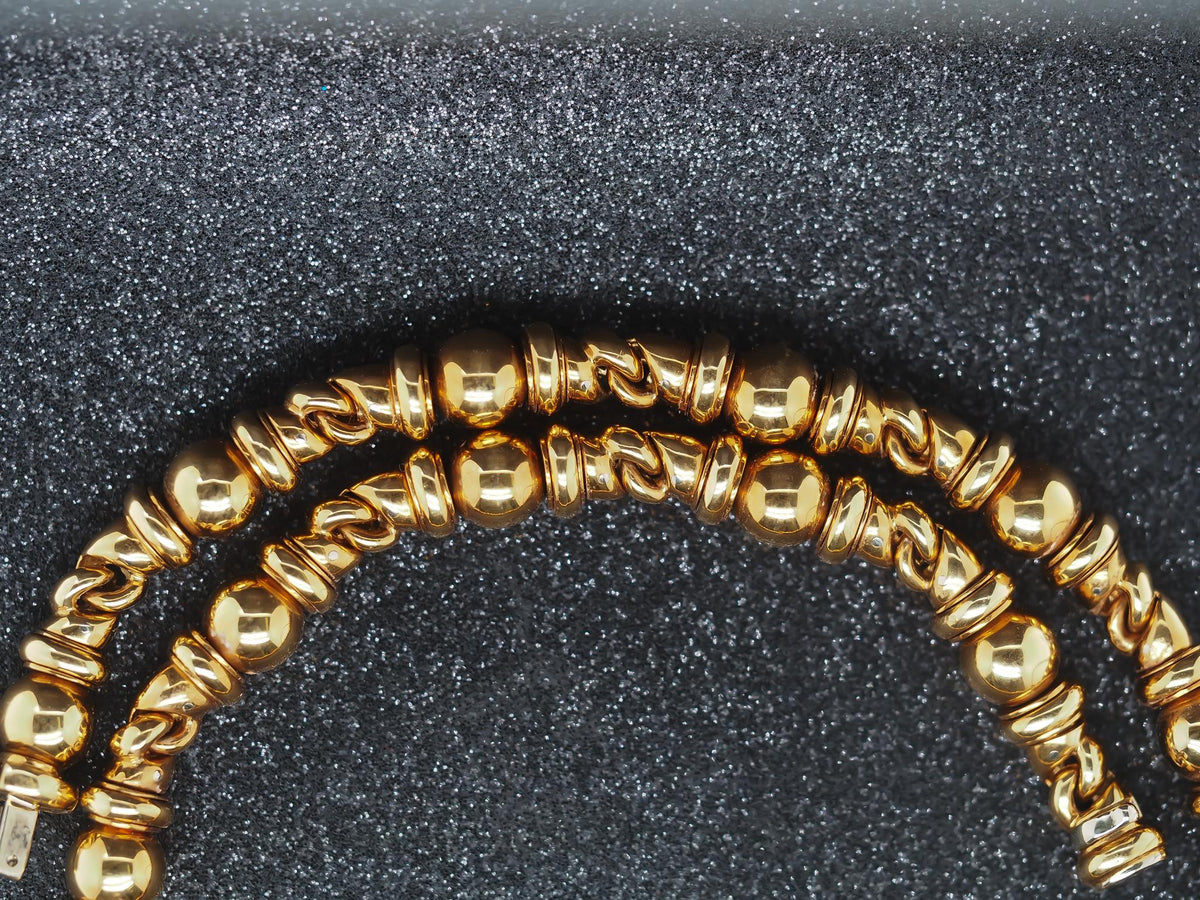 Estate Vintage Bulgari 18K Yellow Gold Alternating Link Necklace - VHK#814a
