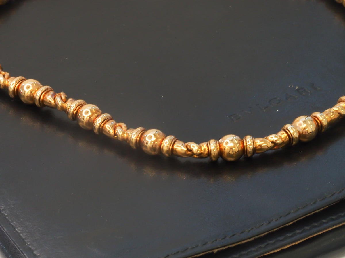 Estate Vintage Bulgari 18K Yellow Gold Alternating Link Necklace - VHK#814a