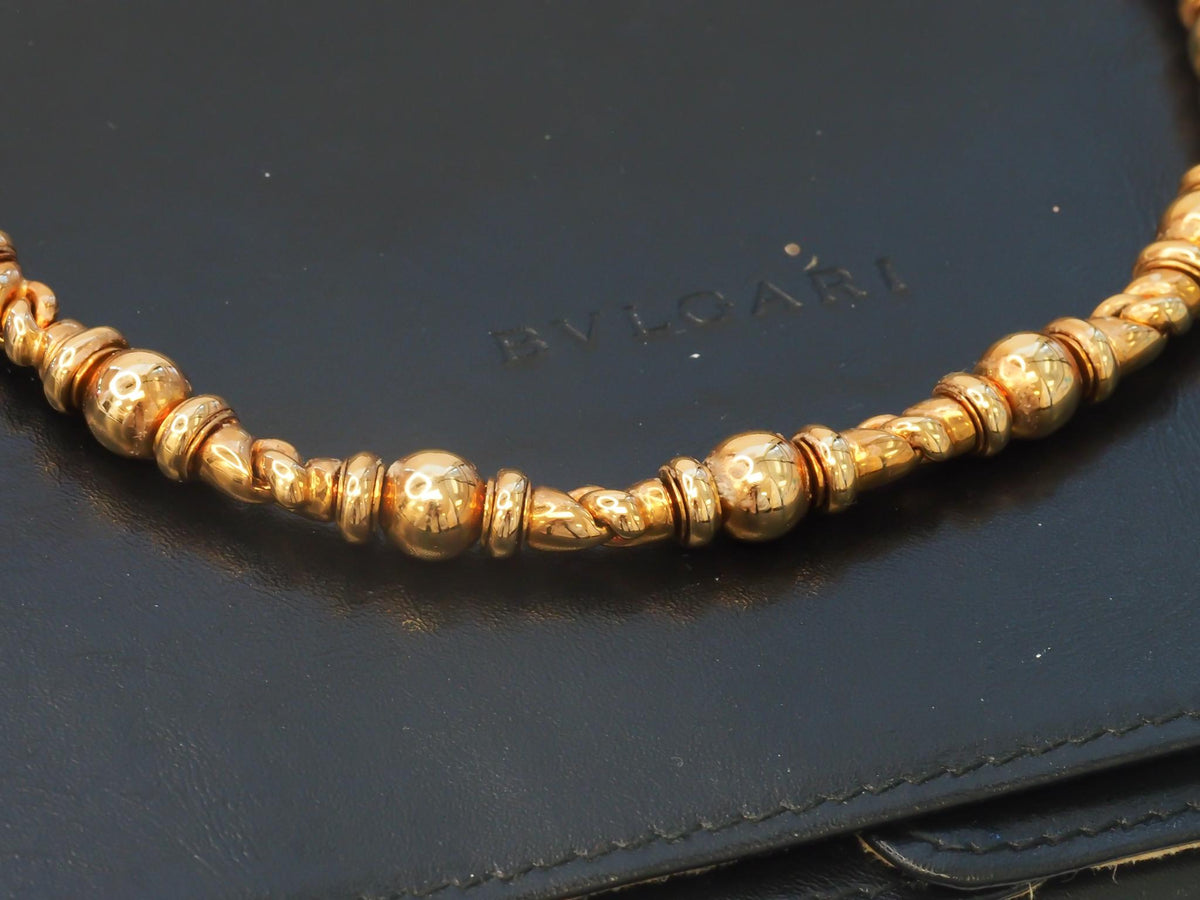 Estate Vintage Bulgari 18K Yellow Gold Alternating Link Necklace - VHK#814a