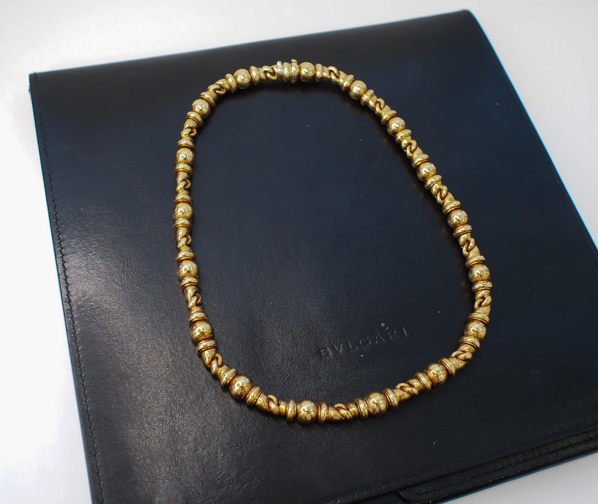 Estate Vintage Bulgari 18K Yellow Gold Alternating Link Necklace - VHK#814a