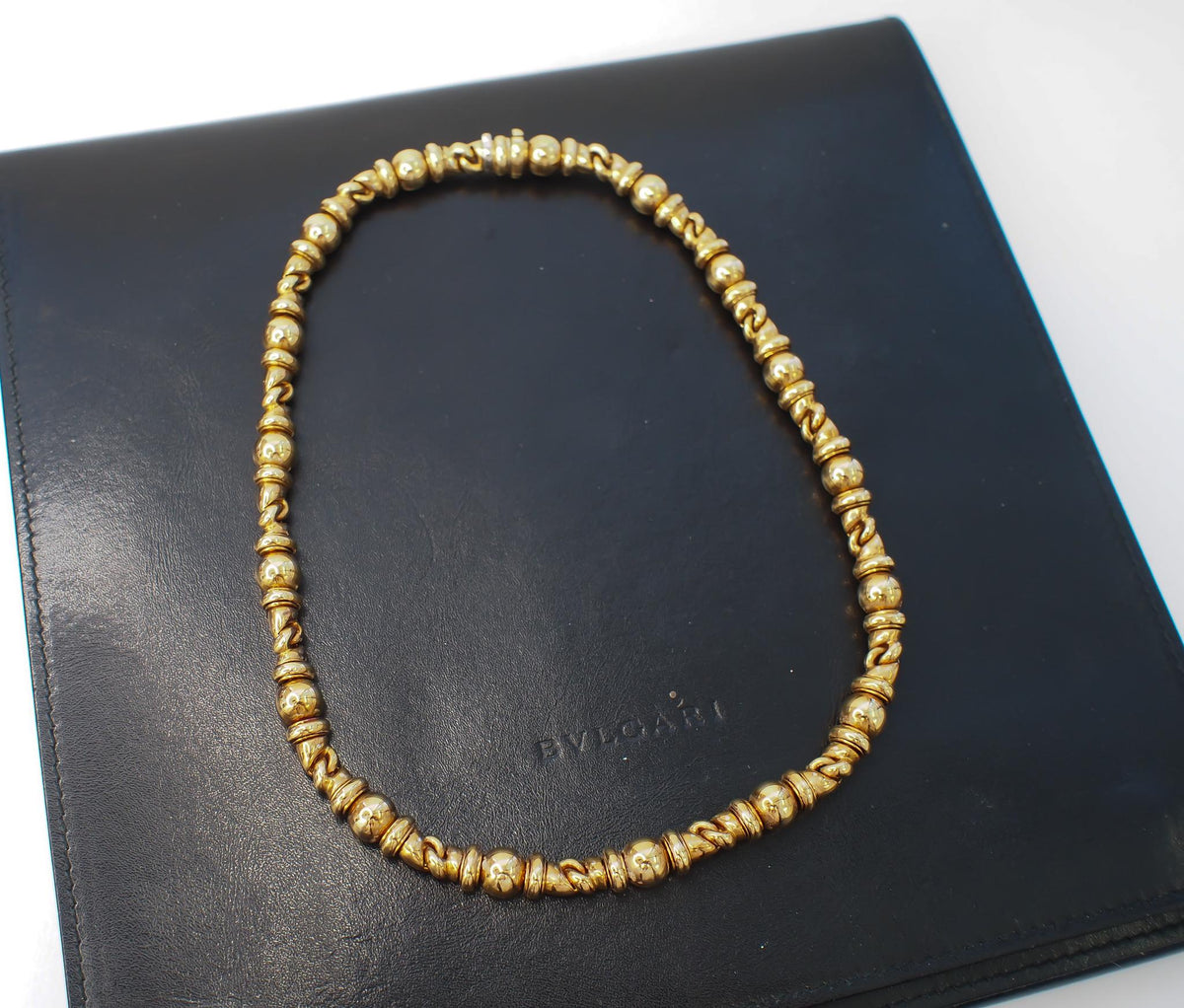 Estate Vintage Bulgari 18K Yellow Gold Alternating Link Necklace - VHK#814a