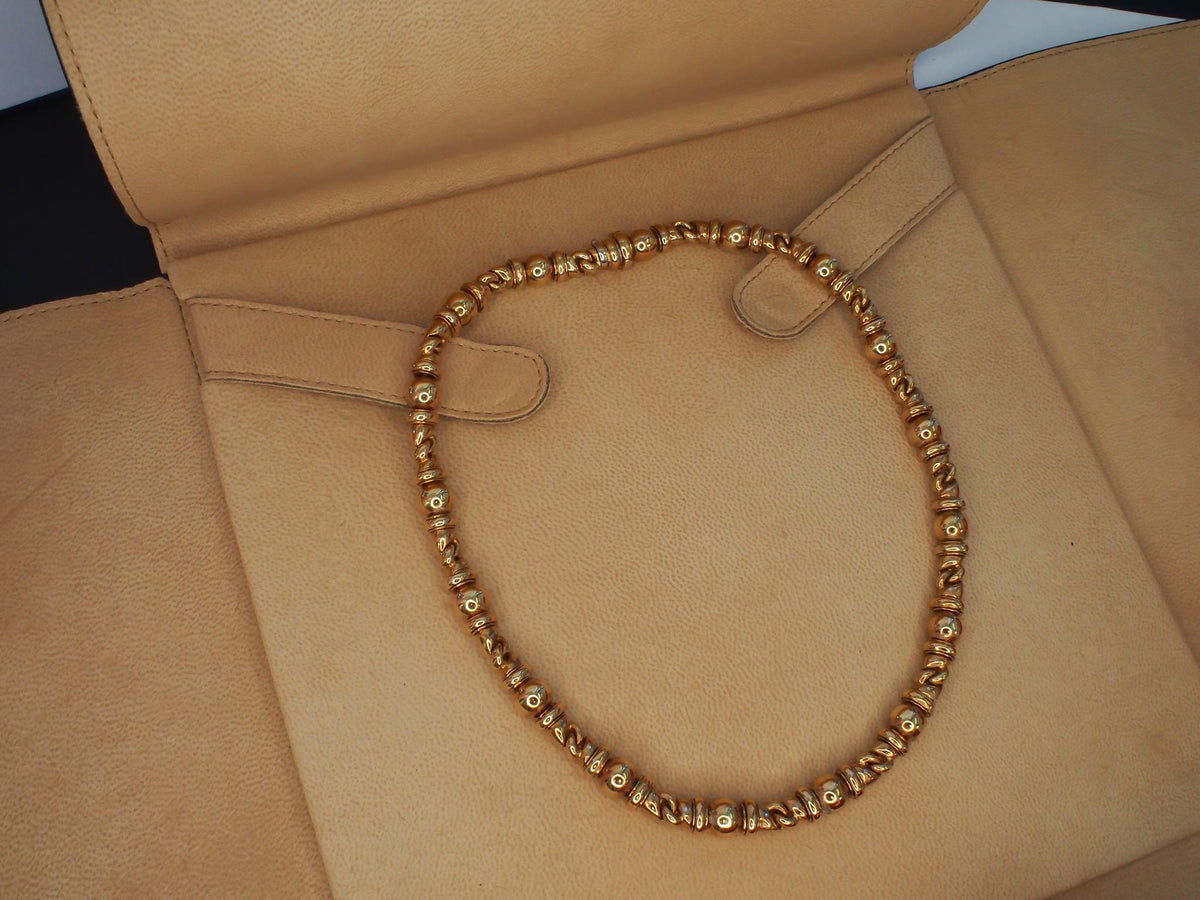 Estate Vintage Bulgari 18K Yellow Gold Alternating Link Necklace - VHK#814a