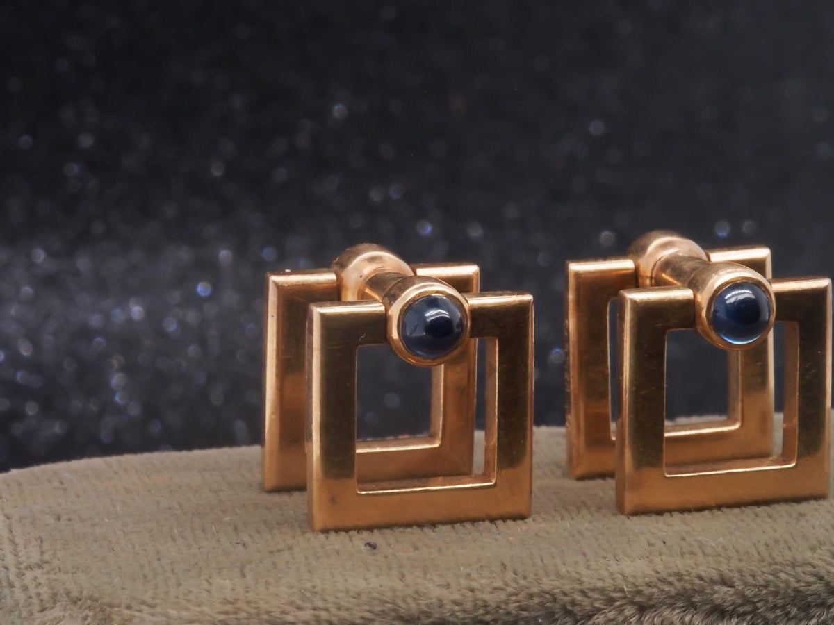 Estate 1930s 14K Yellow Gold CARTIER Cufflinks with Sapphires - VHK#716a