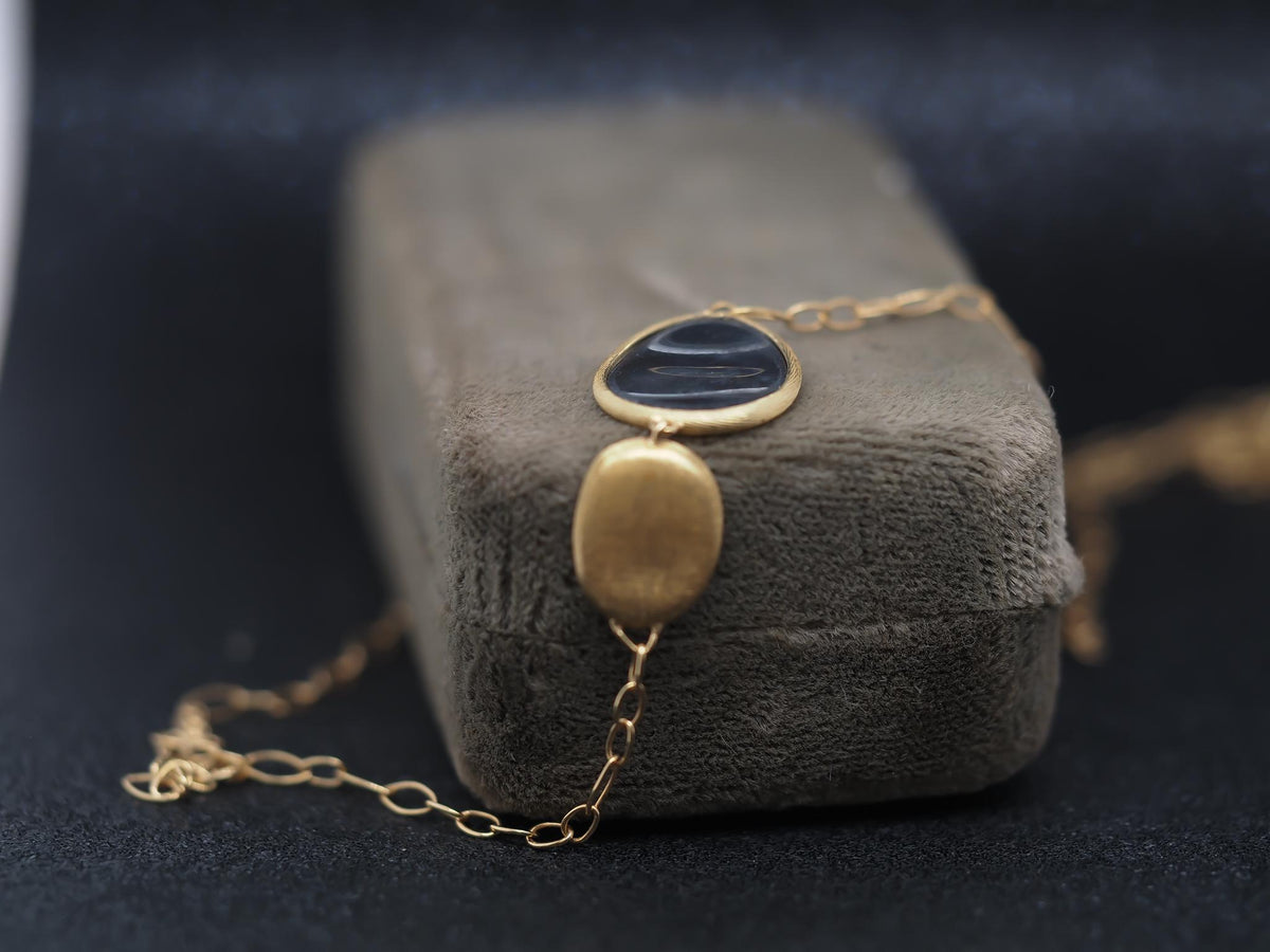 Estate 18K Yellow Gold Marco Bicego Mother of Pearl and Diamond LUNARIA Necklace