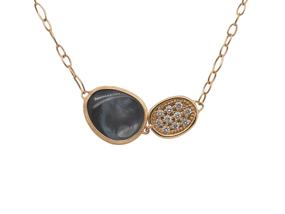 Estate 18K Yellow Gold Marco Bicego Mother of Pearl and Diamond LUNARIA Necklace