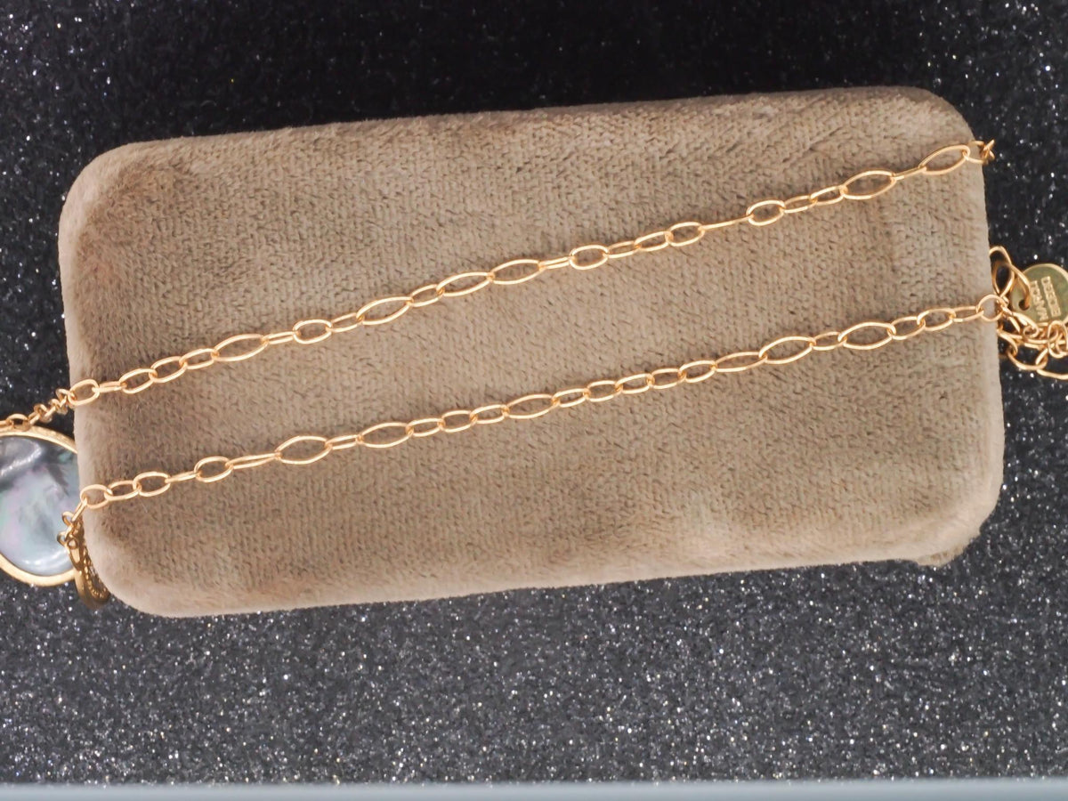 Estate 18K Yellow Gold Marco Bicego Mother of Pearl and Diamond LUNARIA Necklace